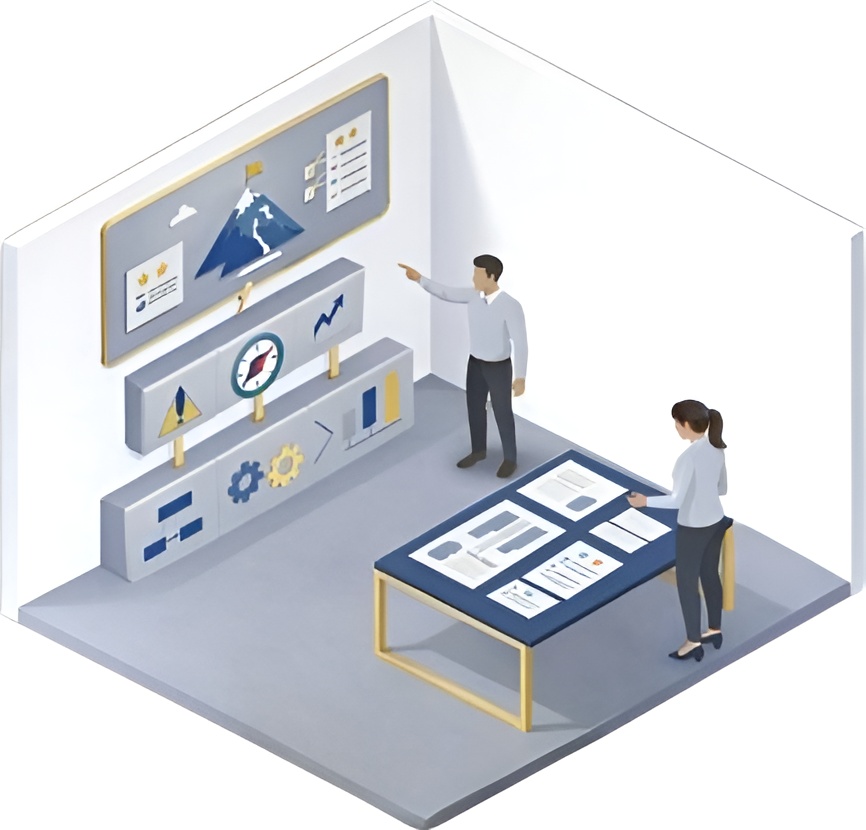 Illustration isométrique d’une équipe analysant des tableaux de bord